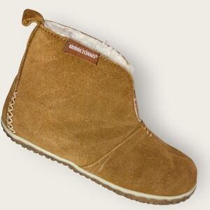 Minnetonka Womens Sz 7  Suede Leather Moccasin Slippers Booties Faux Fur Lined